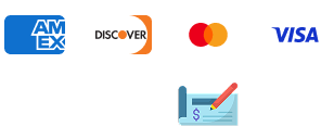 Accepted payments: American Express, Discover, Mastercard, Visa, ACH, wire transfer and check